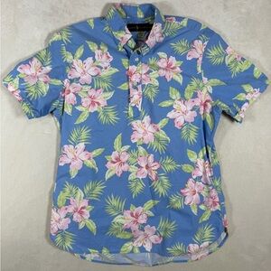 Polo Ralph Lauren Medium Popover All Over Print Floral Blue Tropical Shirt
